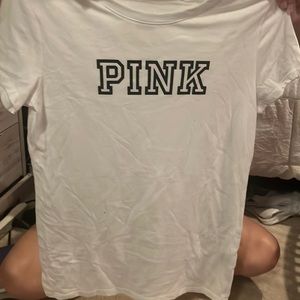 PINK white t shirt